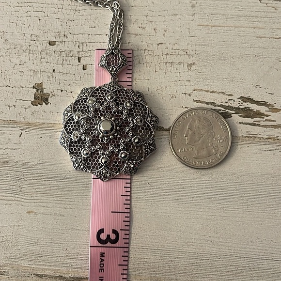 Judith Jack Sterling Silver Marcasite Large Statement Pendant Necklace - Picture 7 of 10